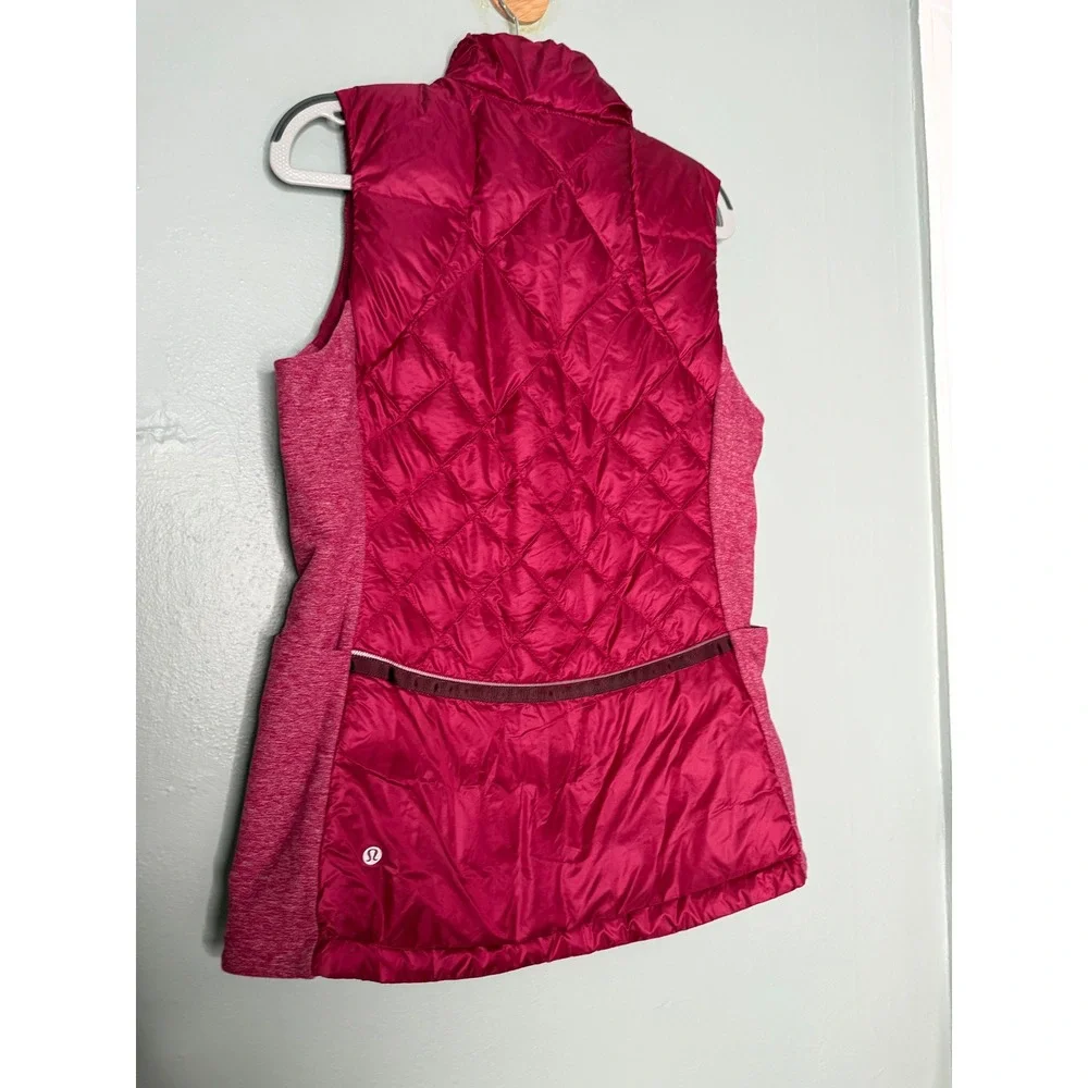 Lululemon pink goose down puffer quilted vest athletic wear